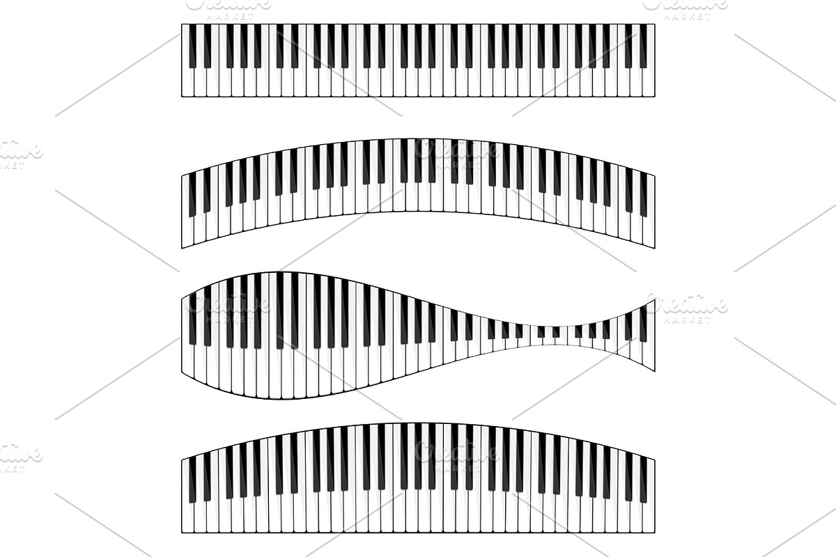 Vector illustration. Musical flat background. Piano key, keyboard ...