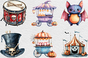 Watercolor Spooky Circus Clipart, an Illustration by Black Bird Studio (Thumbnail 3 of 6)