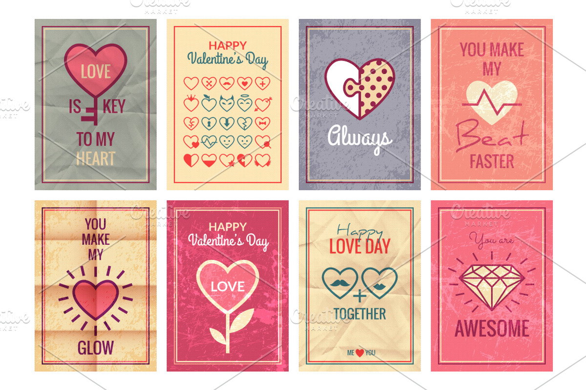 16 Vintage Valentines Day Cards, an Illustration by Lianella's Shop (Photo 2 of 3)