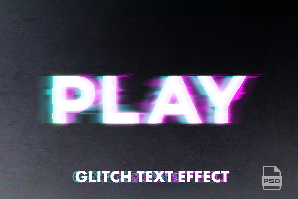 PLAY – Retro Glitch Text Effect, a Layer Style Add-On by Ron Dale