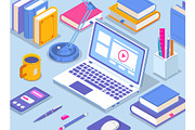 Online learning workspace, an Education Illustration by Yayasya (Thumbnail 1 of 3)