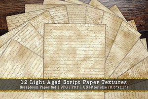 Light Aged Script Paper Scrapbook