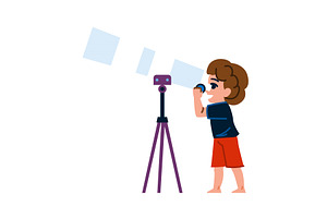Curious child exploring the universe, an Education Illustration by pikepicture