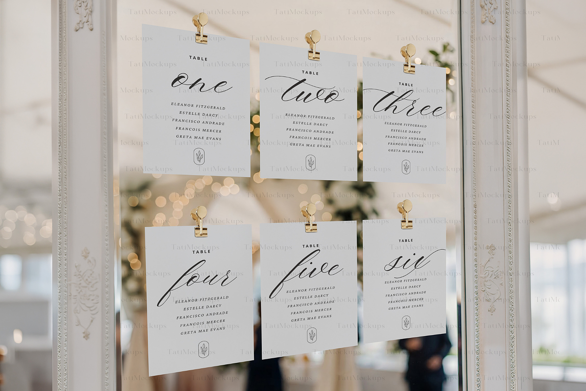 Hanging Seating Chart Cards Mockup, an Advertising Mockup by TatiMockup (Photo 3 of 4)