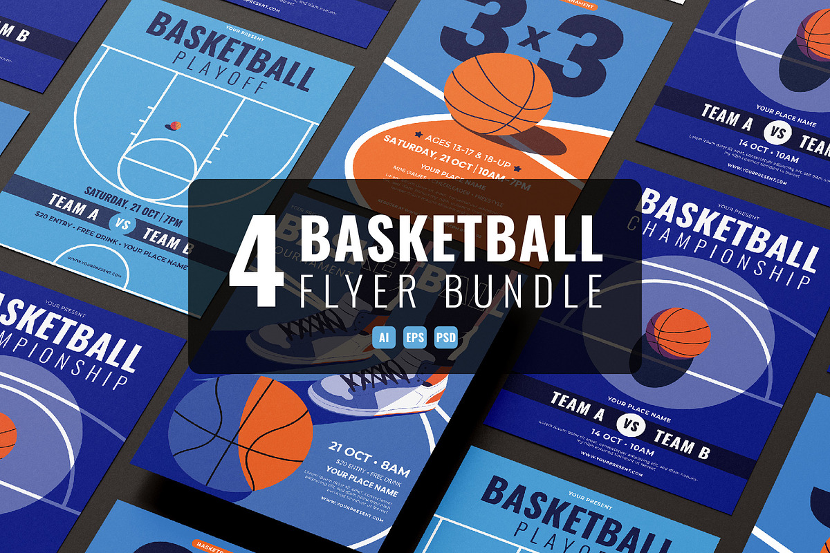 4 Basketball flyer template Bundle, a Flyer Template by Sandypramana (Photo 1 of 3)