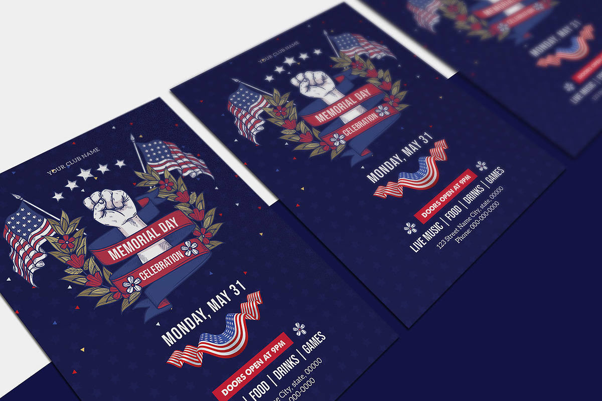 US Memorial Day Flyer, a Flyer Template by Template Shop