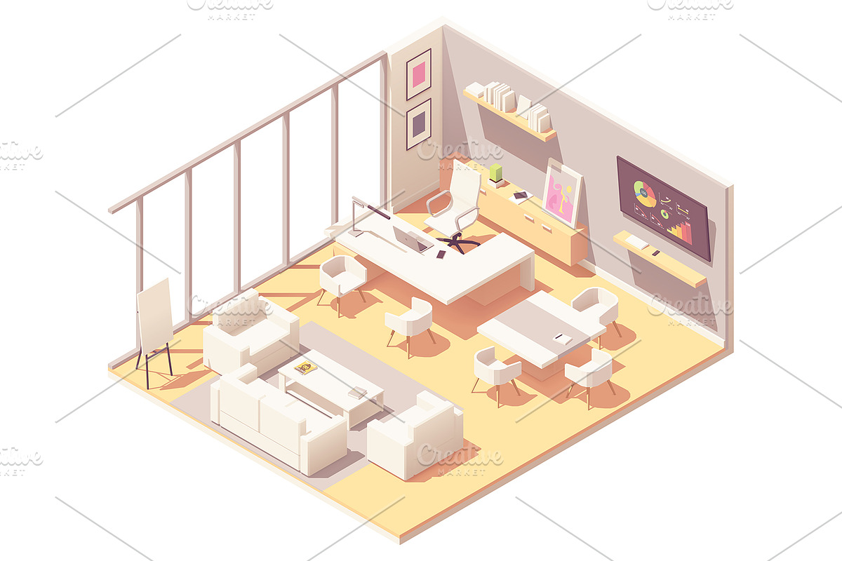 Vector isometric office interiors, a Work Illustration by tele52 (Photo 10 of 17)