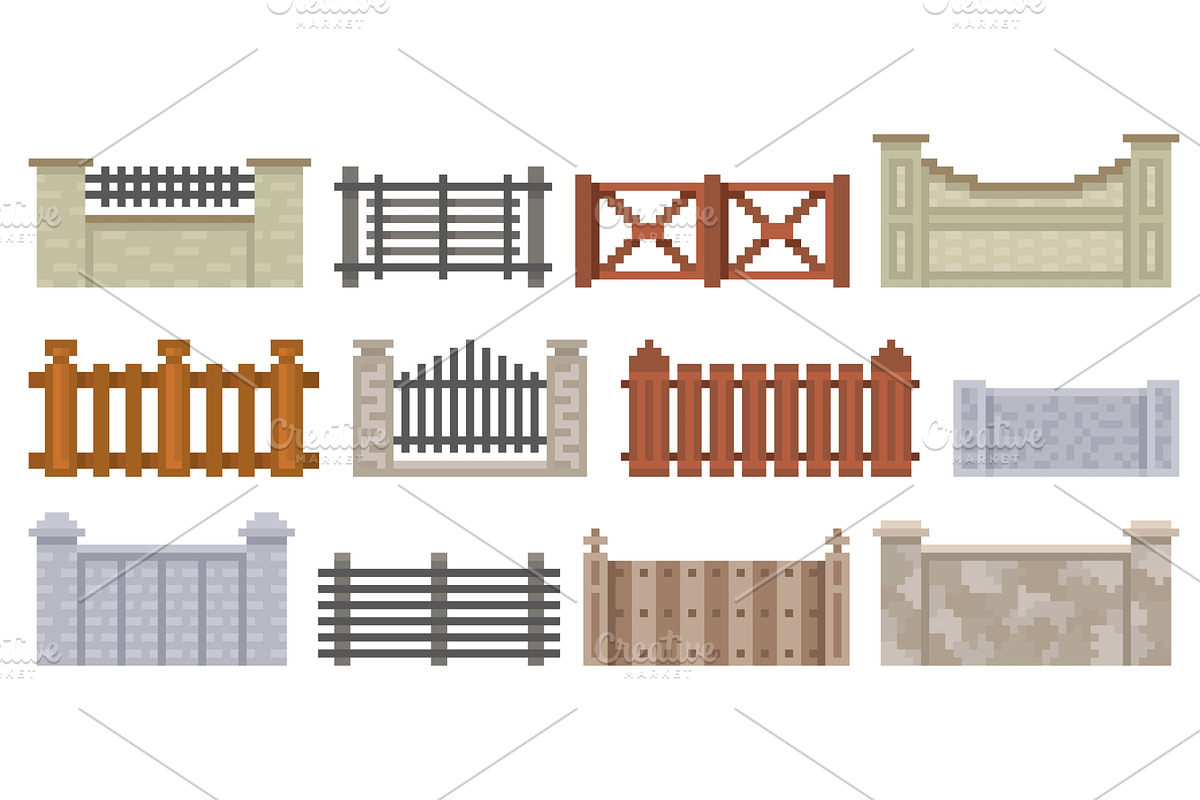 8 bit fences. Pixel retro game, an Animal Illustration by YummyBuum