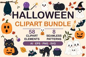 Cute Halloween Clipart Bundle