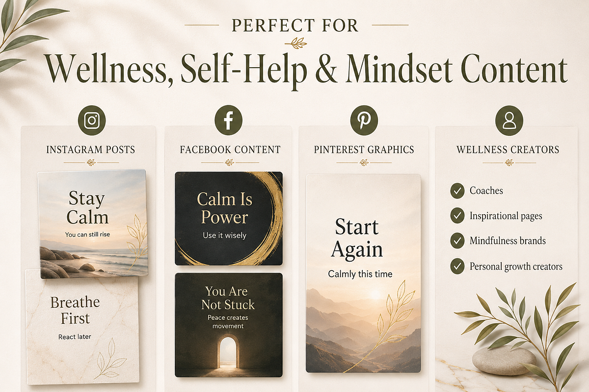 Calm Mind Social Media Quote Pack, a Social Media Template by Local Marketing Templates (Photo 4 of 4)