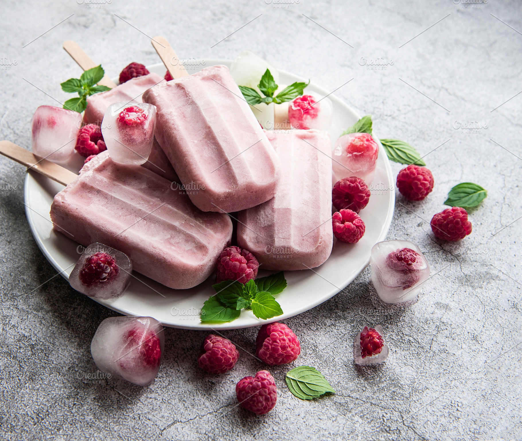 Homemade raspberry ice cream, a Food & Drink Photo by Olena Rudo