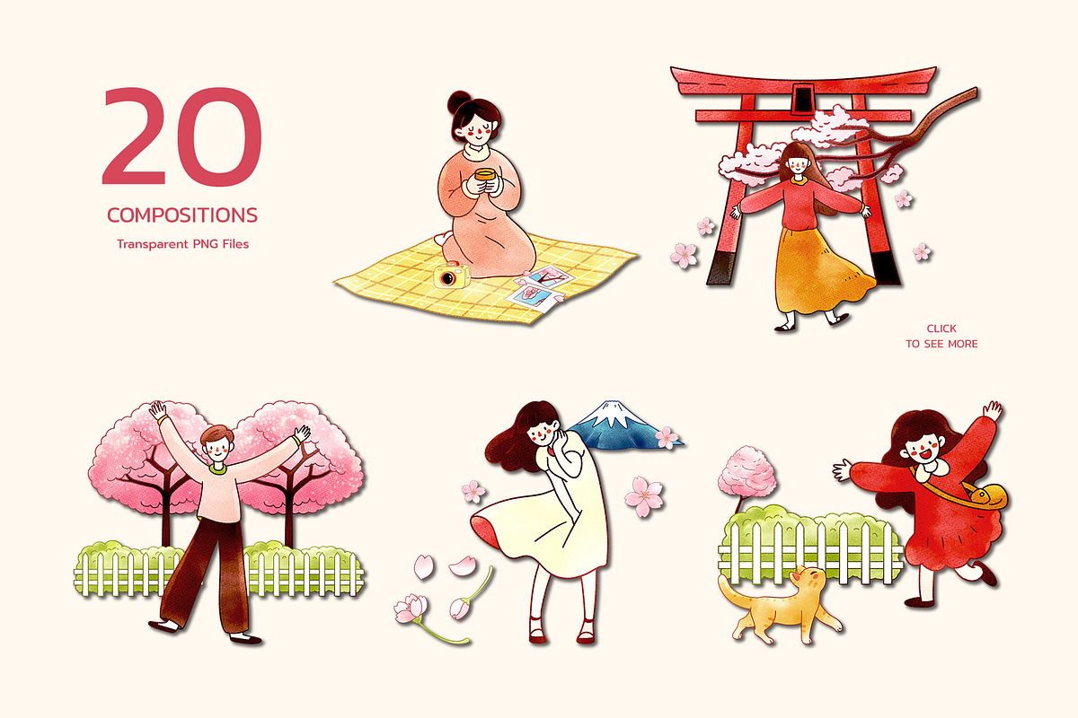Hanami Moments – Watercolor, a Seasonal Illustration by CreativeValuation (Photo 3 of 12)