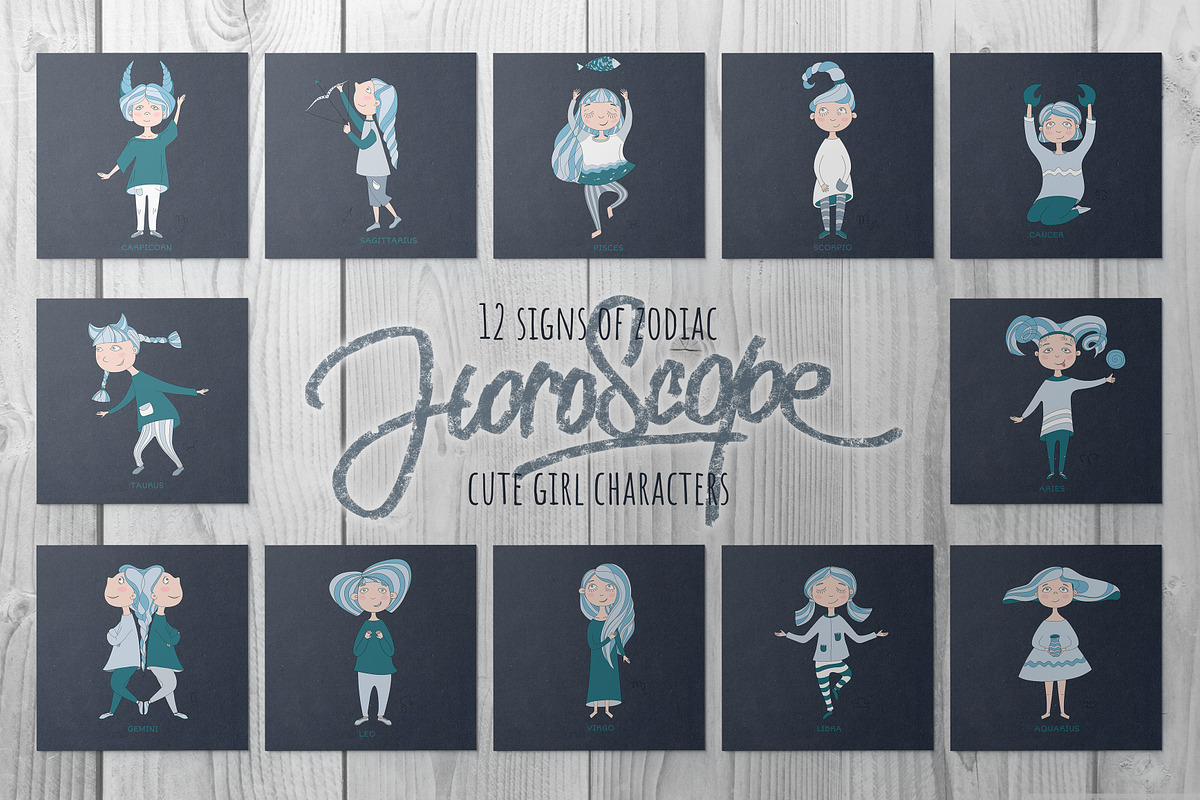 Zodiac Signs Girls For Horoscope, an Object Graphic by CARROTDESIGN (Photo 1 of 4)