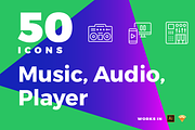 50 Clean Vector Music Icons Pack, an Icon by Samoylov (Thumbnail 1 of 2)