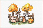 Fall Watercolor Farm Animals Clipart, an Illustration by Sublimation Artist (Thumbnail 3 of 6)