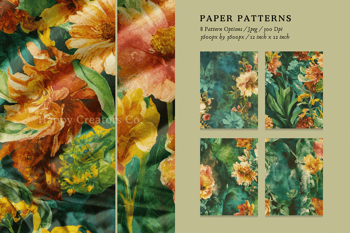 Urban Garden Botanical Patterns #3, a Background Graphic by Happy Creators Co. (Photo 5 of 7)