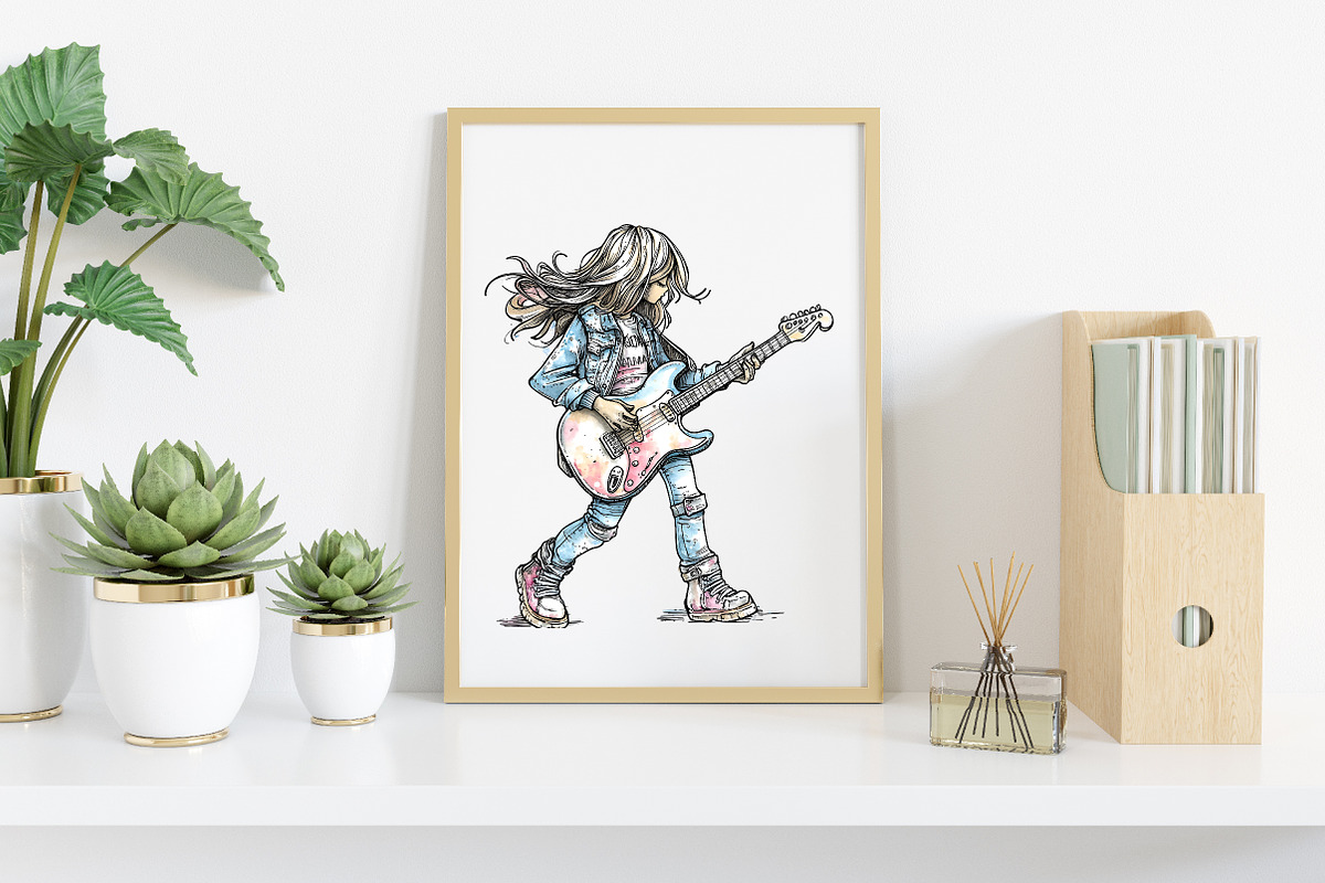 Watercolor Retro Girls Clipart, an Illustration by Canvas Craft (Photo 6 of 7)
