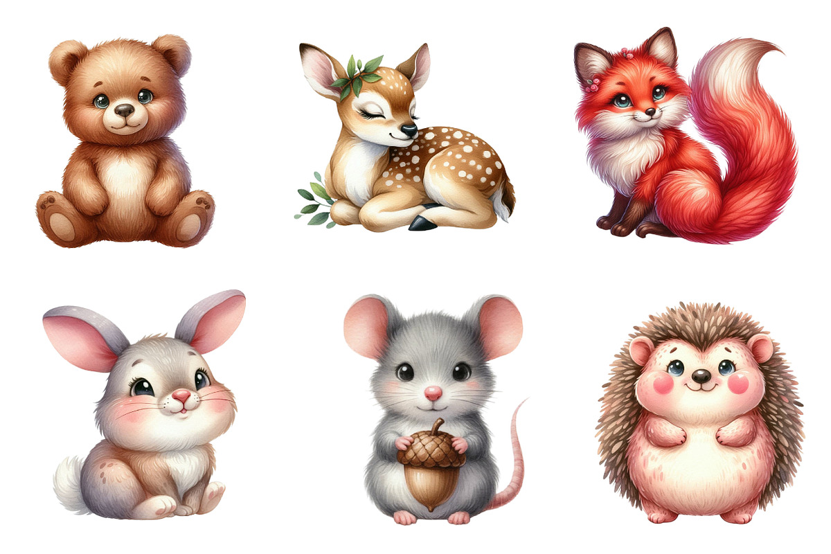 Cute Woodland Animal Clipart, an Illustration by CreationArt (Photo 5 of 5)