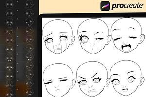 200 Procreate Chibi Head Stamps