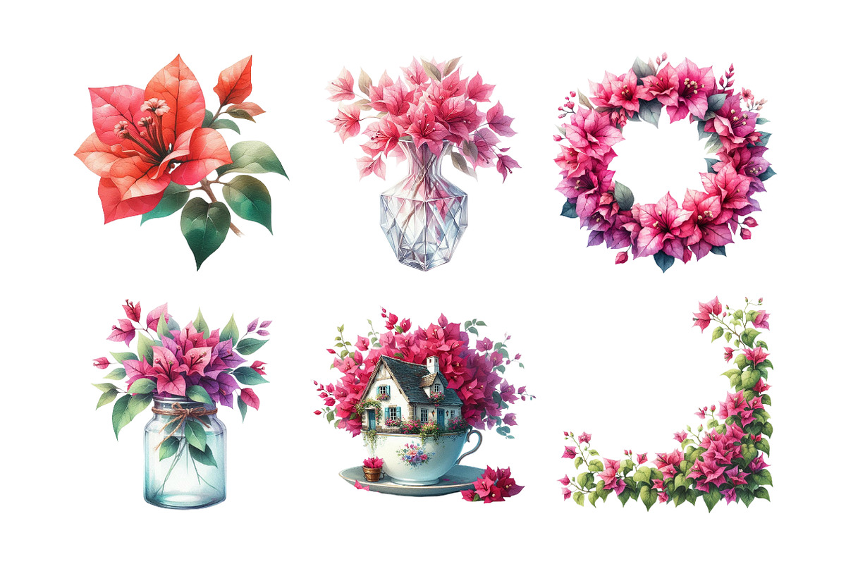 Bougainvillea Flower Clipart Bundle, an Illustration by Daily.Designs (Photo 2 of 5)