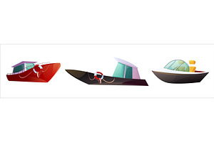 Motorboat speedboat vector set, a Transportation Illustration by art PVP - market