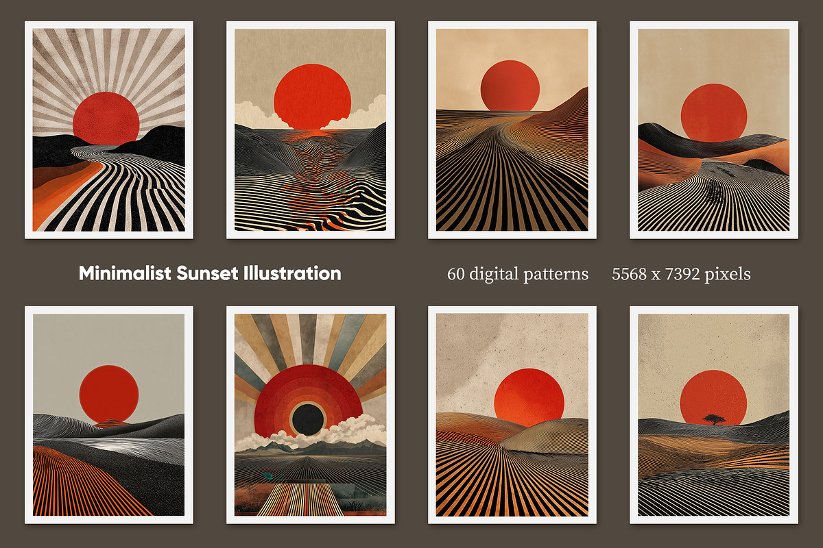 Minimalist Sunset Illustration, a Decorative Illustration by Housui Patterns (Photo 5 of 9)