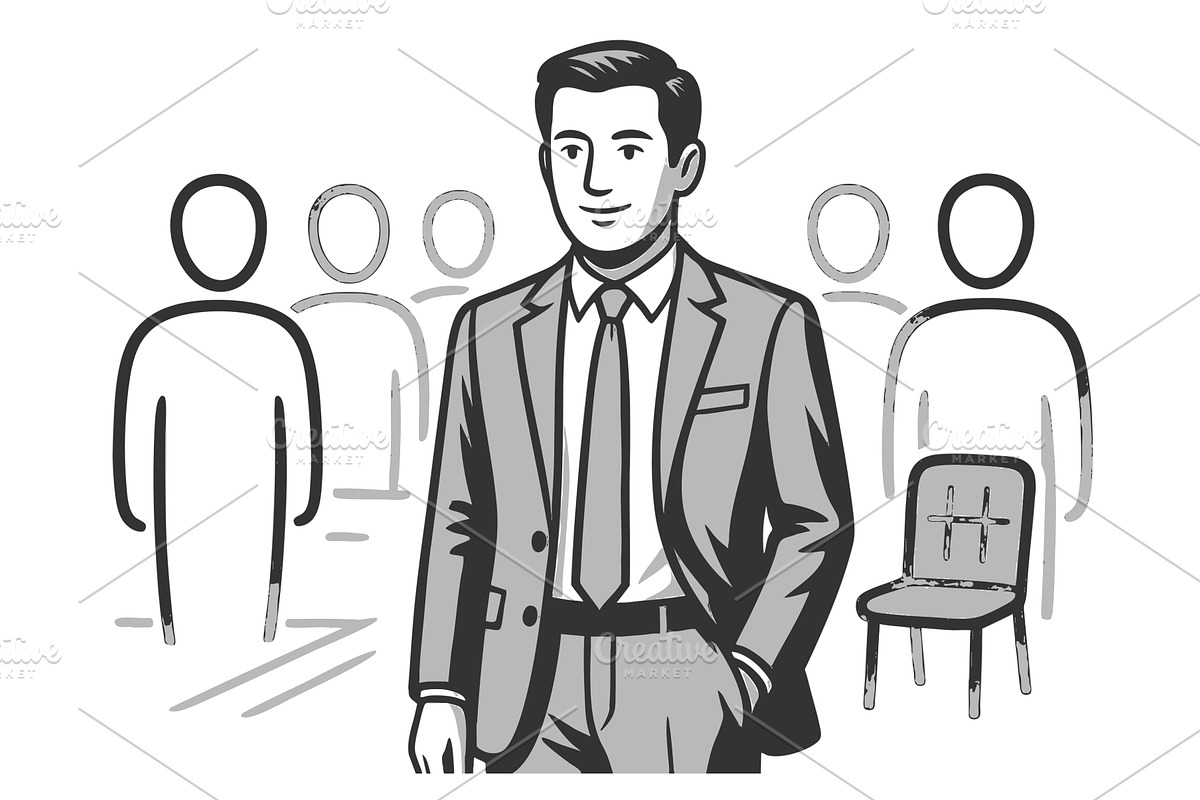 Confident businessman standing out, a Person Illustration by AlexArt