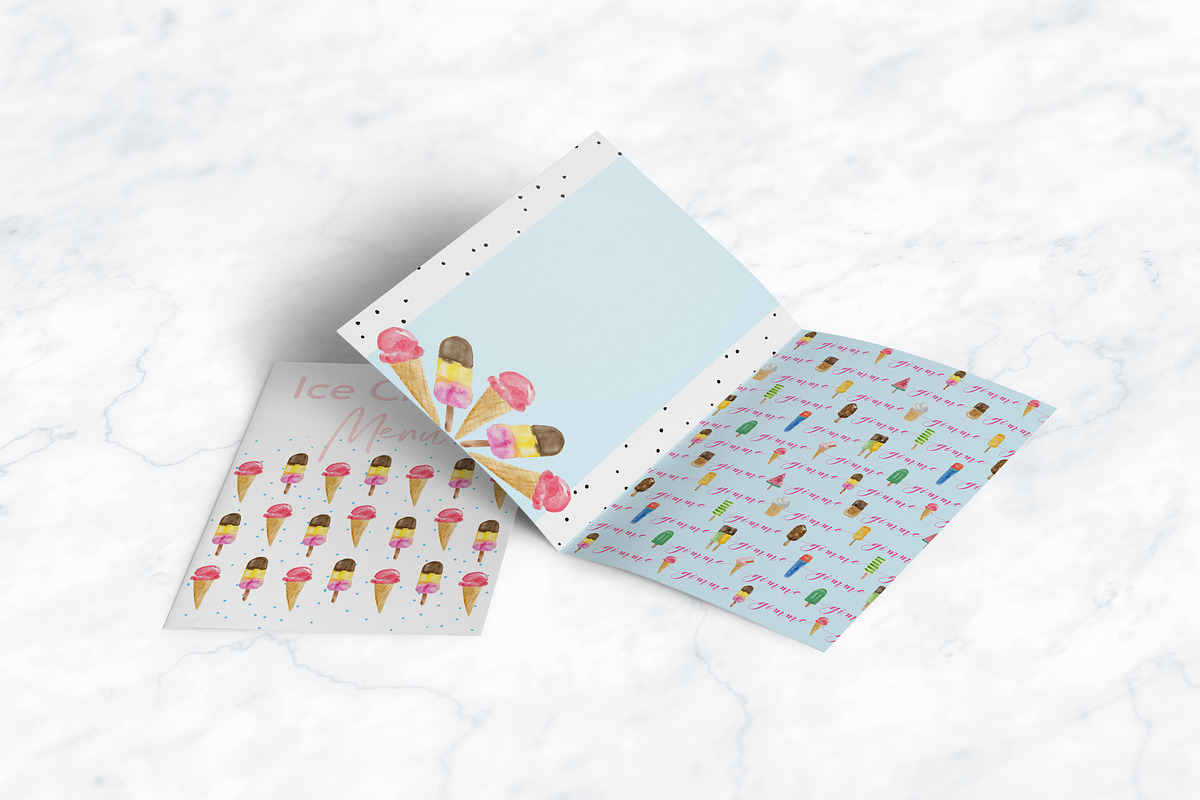 Hand-drawn Watercolor Ice Cream, an Illustration by U + Me Studio (Photo 4 of 14)