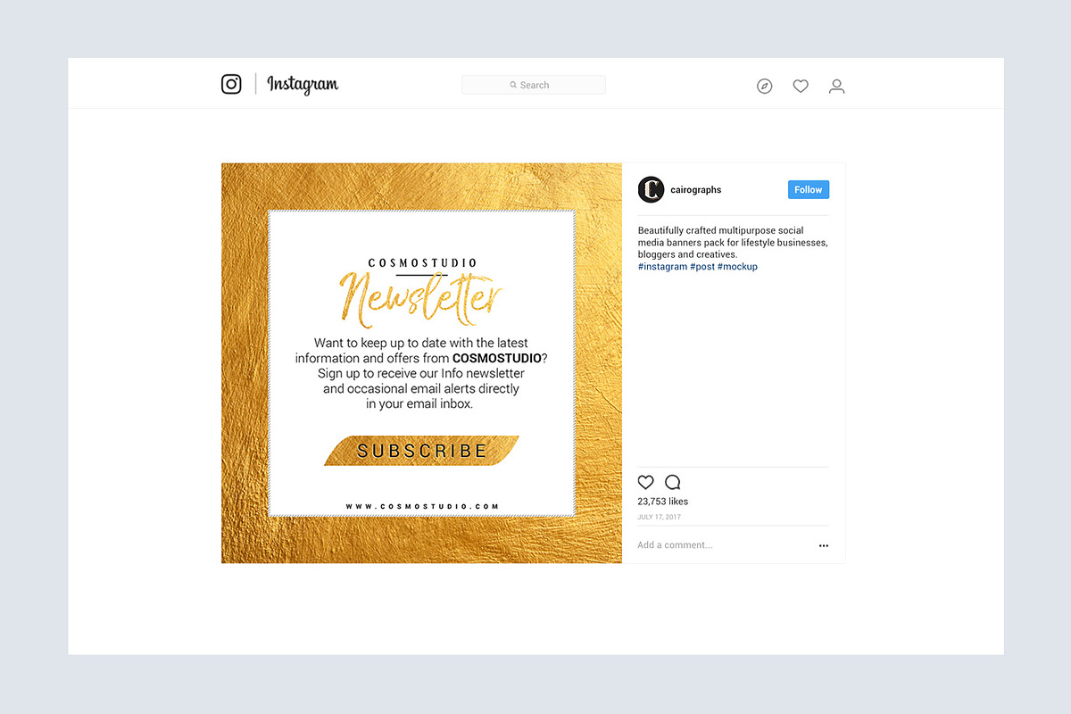 GOLD Social Media Pack, a Social Media Template by MahmoudWally (Photo 5 of 7)