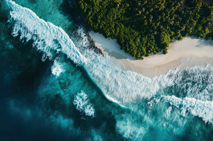 Vibrant aerial view of island reef w, a Photo by Iftikhar Alam