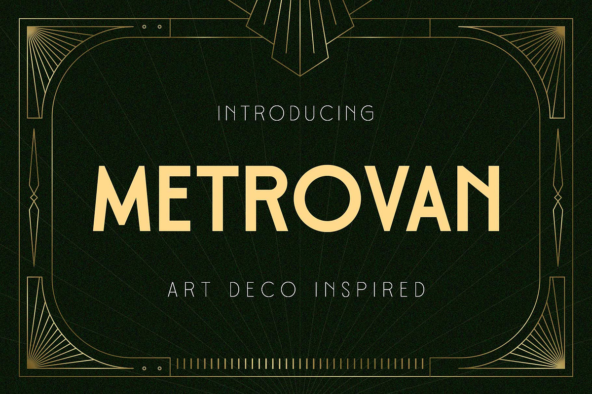 Metrovan - Art Deco Style, a Sans Serif Font by Novitype (Photo 1 of 11)