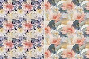 Moire Floral Seamless Patterns