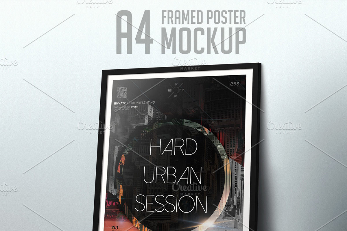 A4 Framed Poster Mockup, a Print Template by CREATIVE DUDE (Photo 1 of 9)
