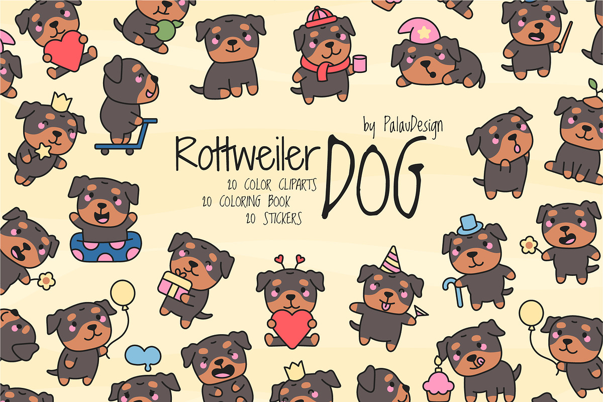 Rottweiler Dog Clipart, an Animal Illustration by Palau (Photo 1 of 10)
