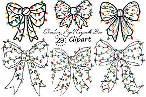 Christmas Light Coquette Bow PNG, an Illustration by Creative Art