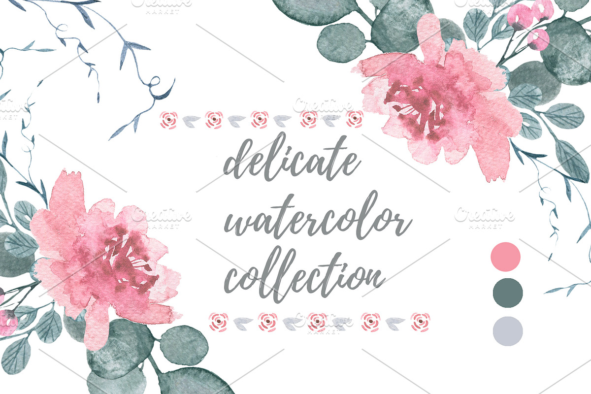 Delicate watercolors collection, an Object Graphic by JuliaFast (Photo 1 of 6)