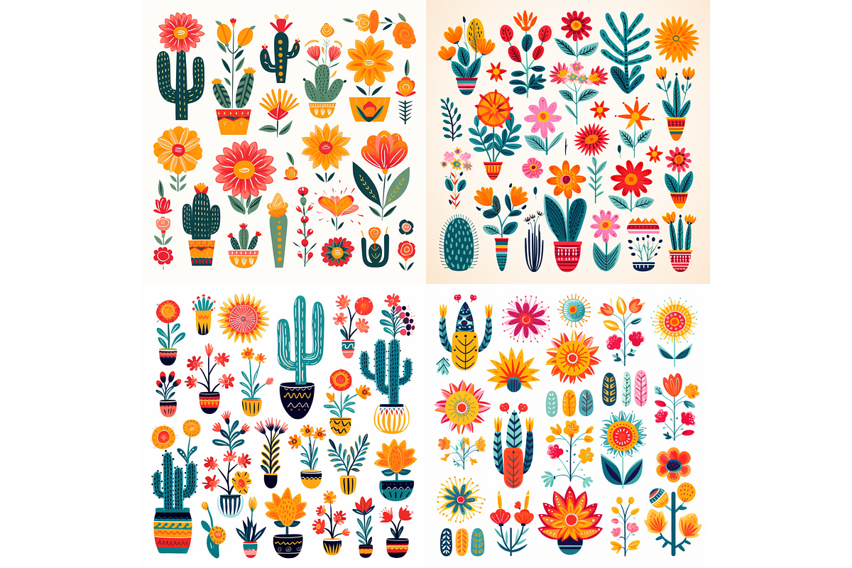 Prompt Mexican Folk Clipart, a Decorative Illustration by Creative design (Photo 2 of 7)