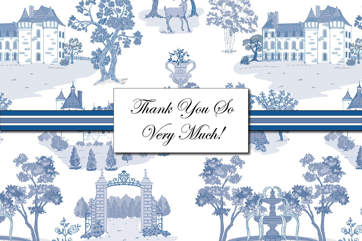 Toile de Jouy Patterns - Blue White, a Pattern Graphic by RachelStudio (Photo 8 of 8)