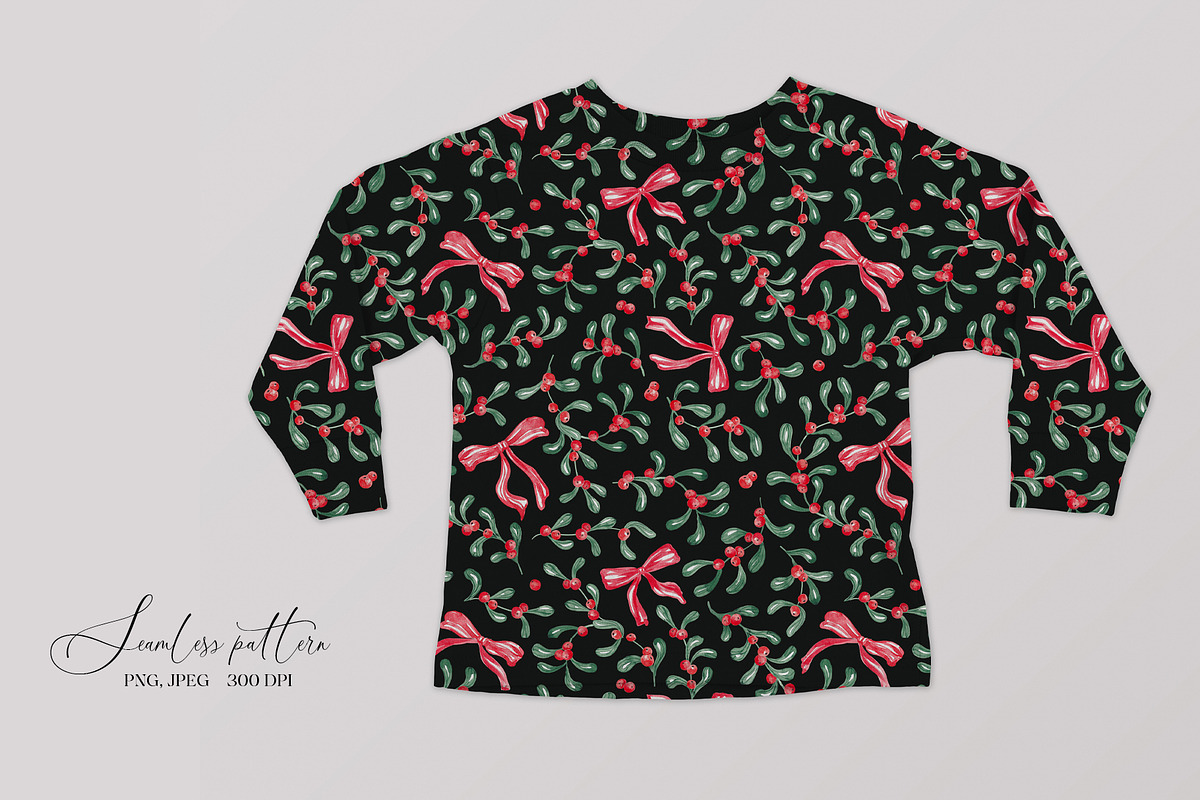 Christmas Mistletoe Seamless Pattern, a Pattern Graphic by SirenaArt (Photo 11 of 16)