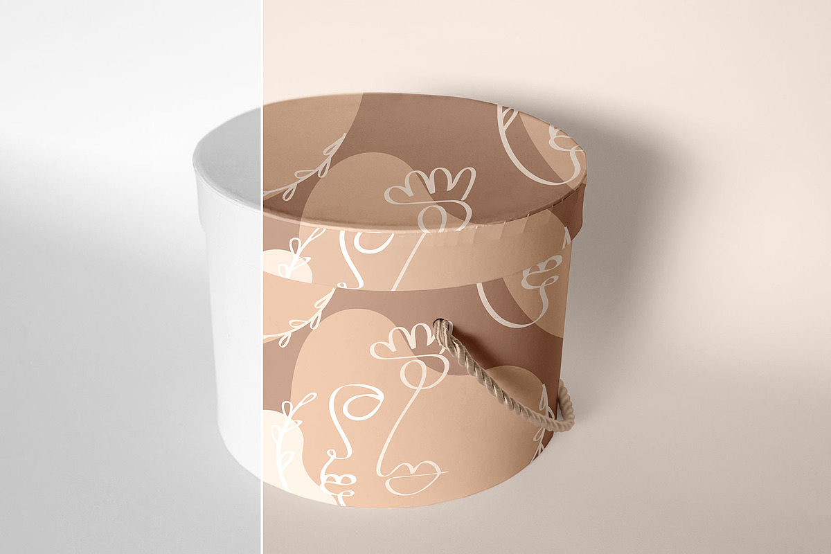 6 Mockups, Round Gift Box, a Packaging Mockup by bazarova (Photo 9 of 10)