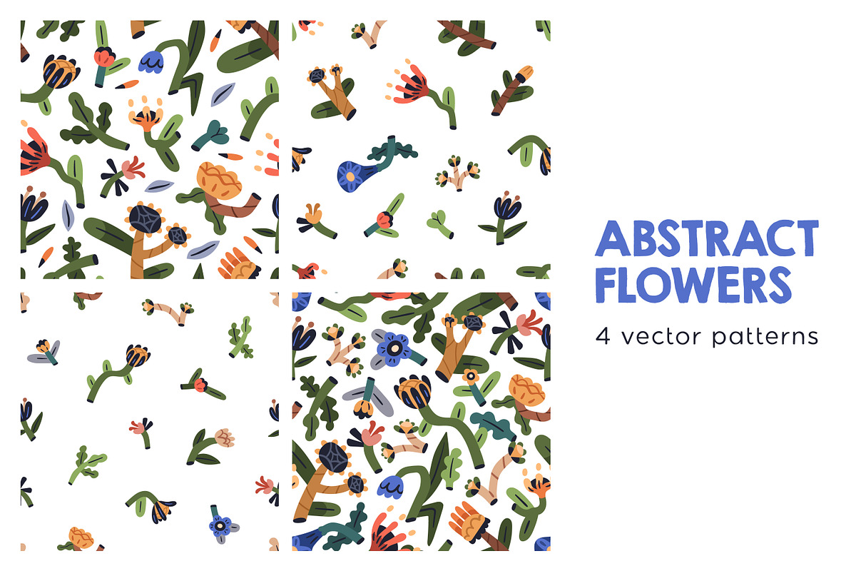 Abstract flowers, seamless patterns, a Pattern Graphic by Good Studio (Photo 1 of 11)