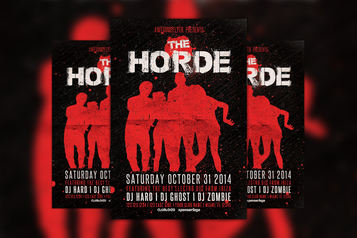 The Horde Halloween Party Flyer, a Flyer Template by Flyermind