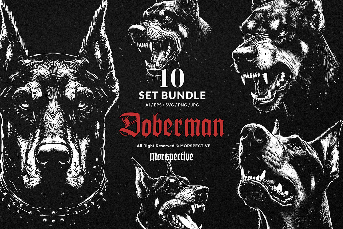 10 Bundle Dark Art Doberman Dog, an Illustration by Morspective (Photo 1 of 7)