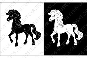 Horse Cartoon Cute Animal Character, an Animal Illustration by Christos Georghiou