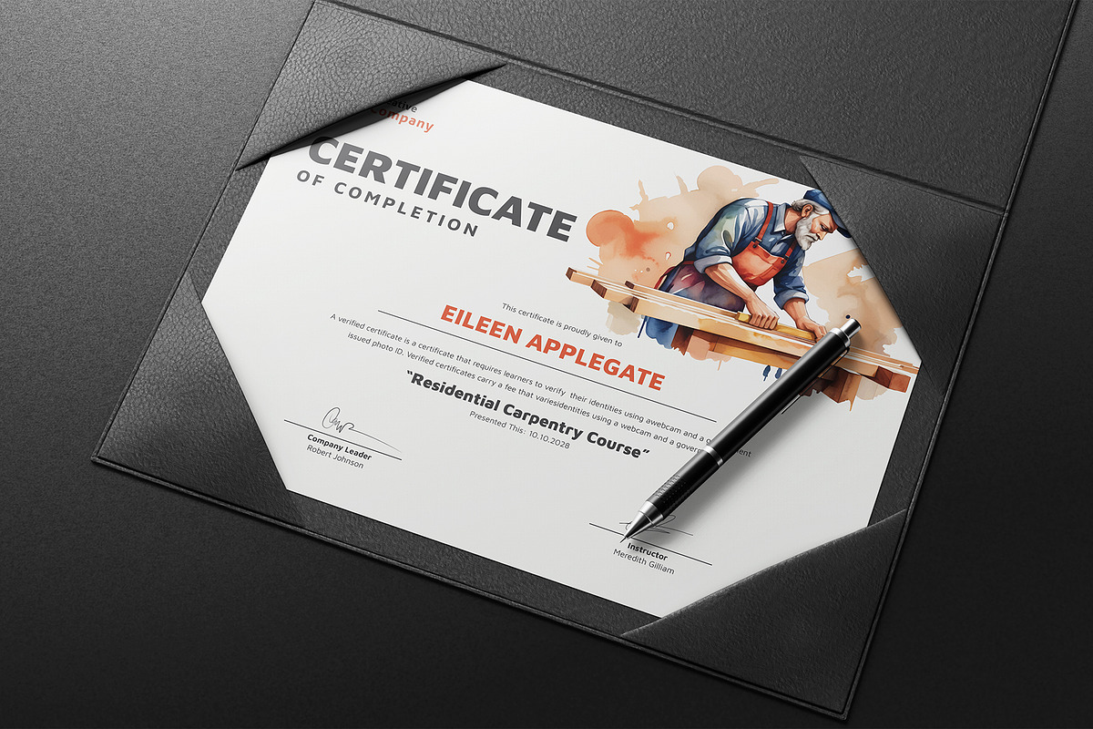 Carpenter Training Certificate, a Stationery Template by DesignDevisers (Photo 7 of 10)