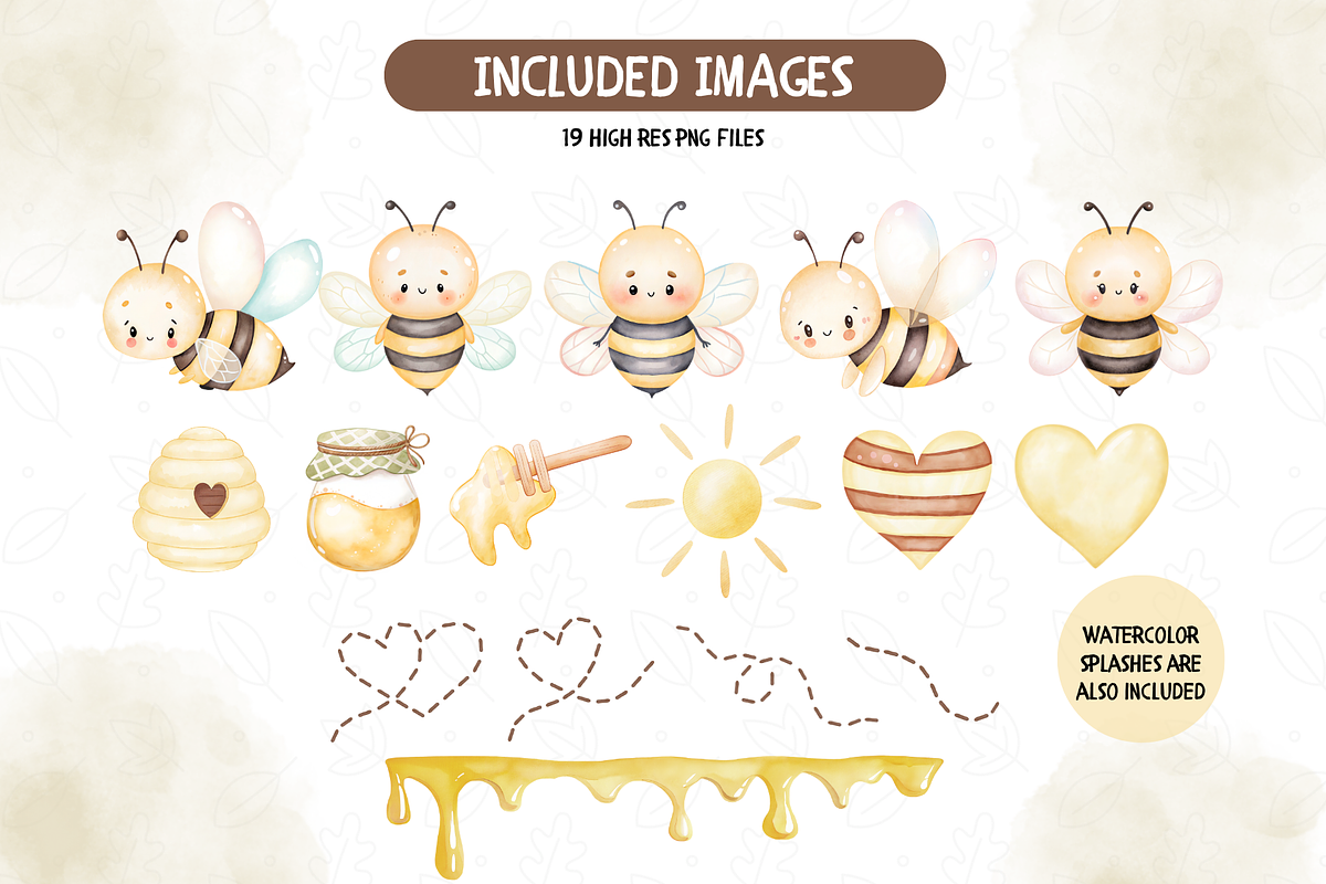 Cute Bee Watercolor Clipart, an Illustration by TatiMockup (Photo 2 of 4)