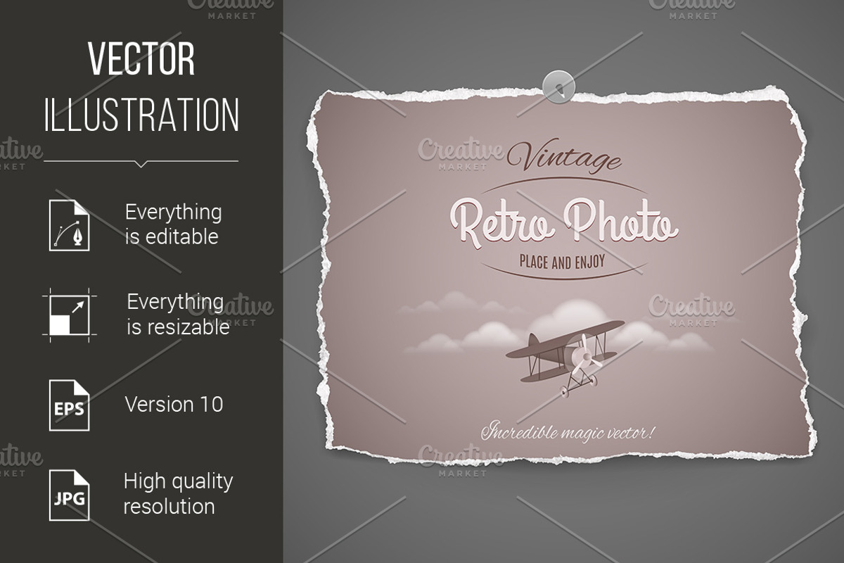 Vintage Airplane Ilustration, a Wallpaper Graphic by DvargShop