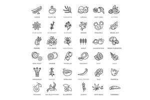 Superfoods Line Vector Icons