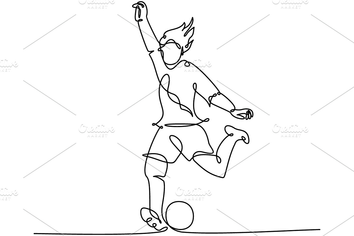 Football Player Continuous Line, a Person Illustration by yanuart