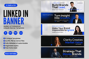 LinkedIn Banner Template Set, a Social Media Template by Pitchlook.Studio